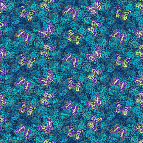 Shimmer Paradise - Blue Multi Butterflies