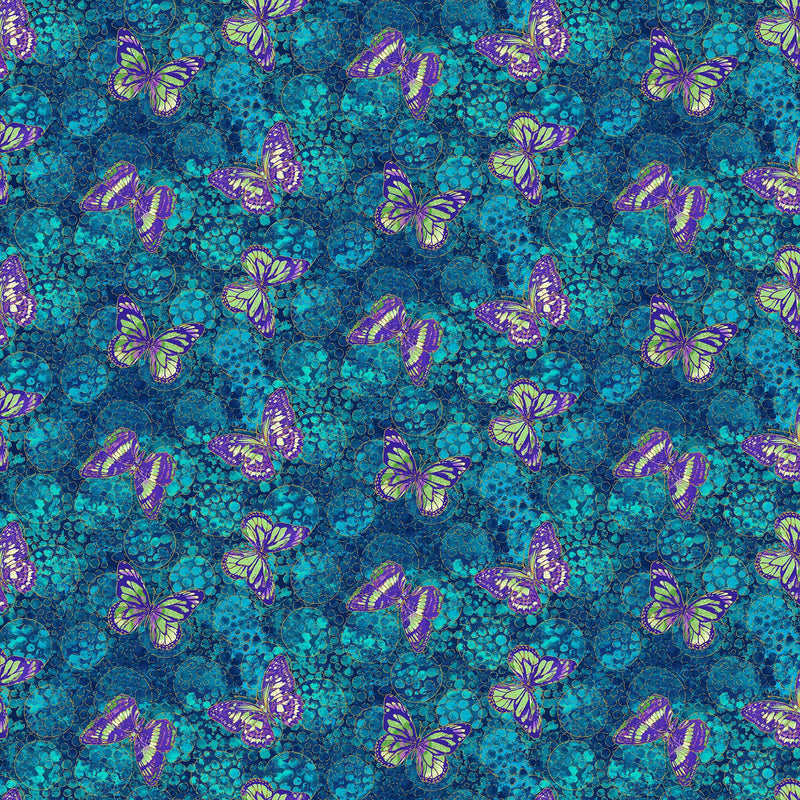 Shimmer Paradise - Blue Multi Butterflies