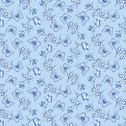 Annablue - Light Blue Butterflies With Floral