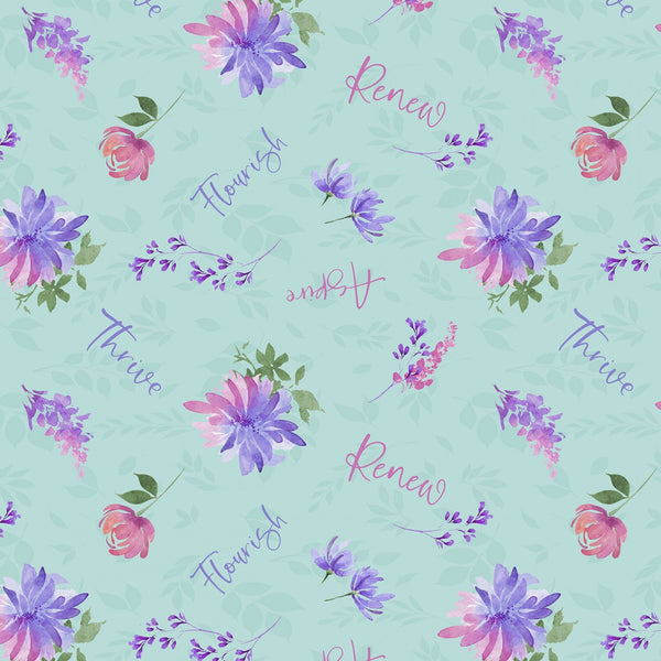 Floral Party - Teal Word Toss