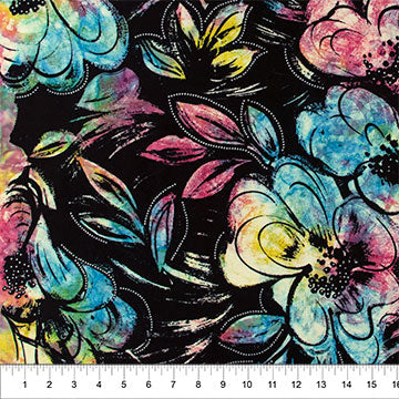 Batik Blooms - Turquoise Large Floral