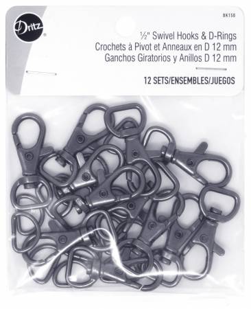 Dritz 1/2" Swivel Hooks & D-Rings Black