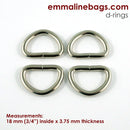 3/4" Nickel D-Rings - Package of 4