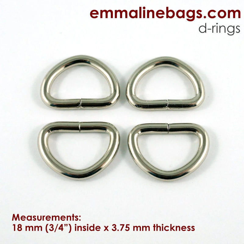 Emmaline D-Rings 3/4 in Nickel - Pack of 4