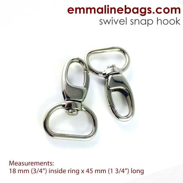 Emmaline Swivel Snap Hooks 3/4in Nickel - 2 Pack