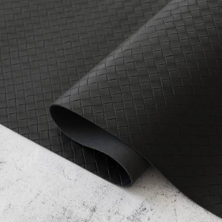 Black Basket Weave Faux Leather - 1/2 Yard