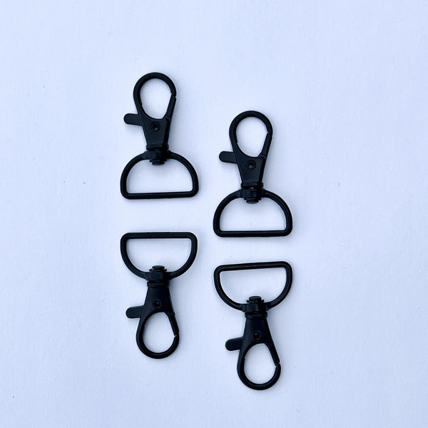 Four - 3/4" Swivel Hooks Black