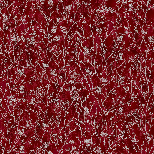 Cotton & Pine - Crimson/Silver Branches
