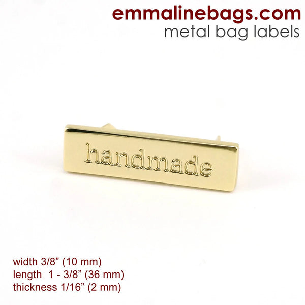 Gold "Handmade" Metal Bag Label