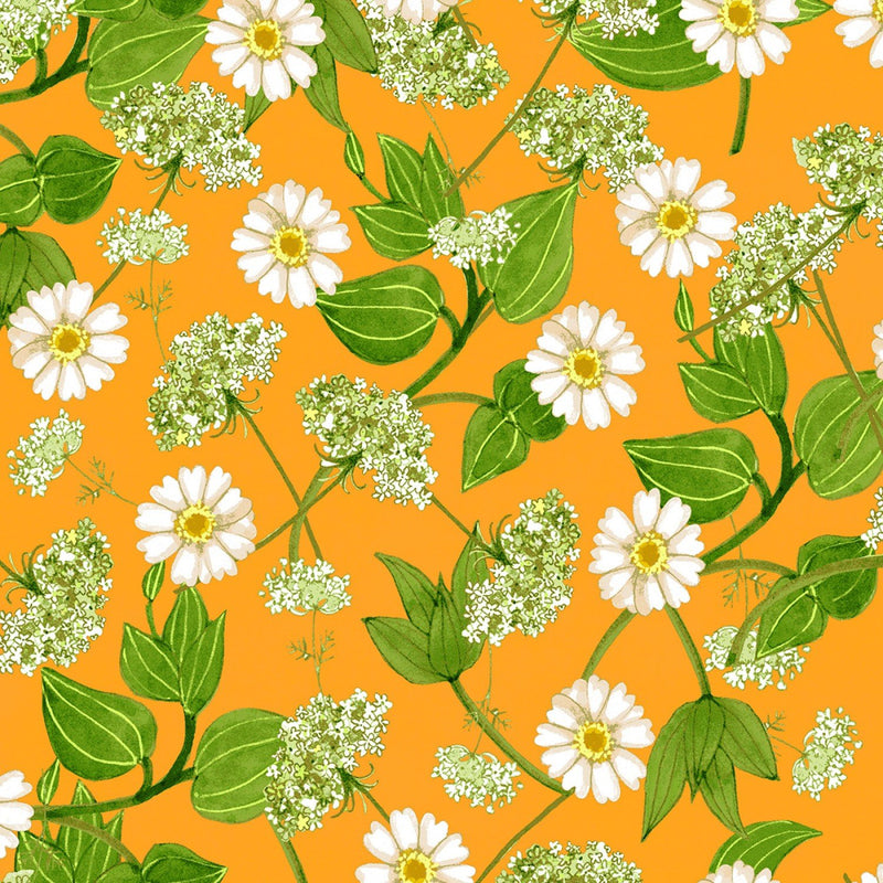 Zinnias In Bloom - Light Orange Floral