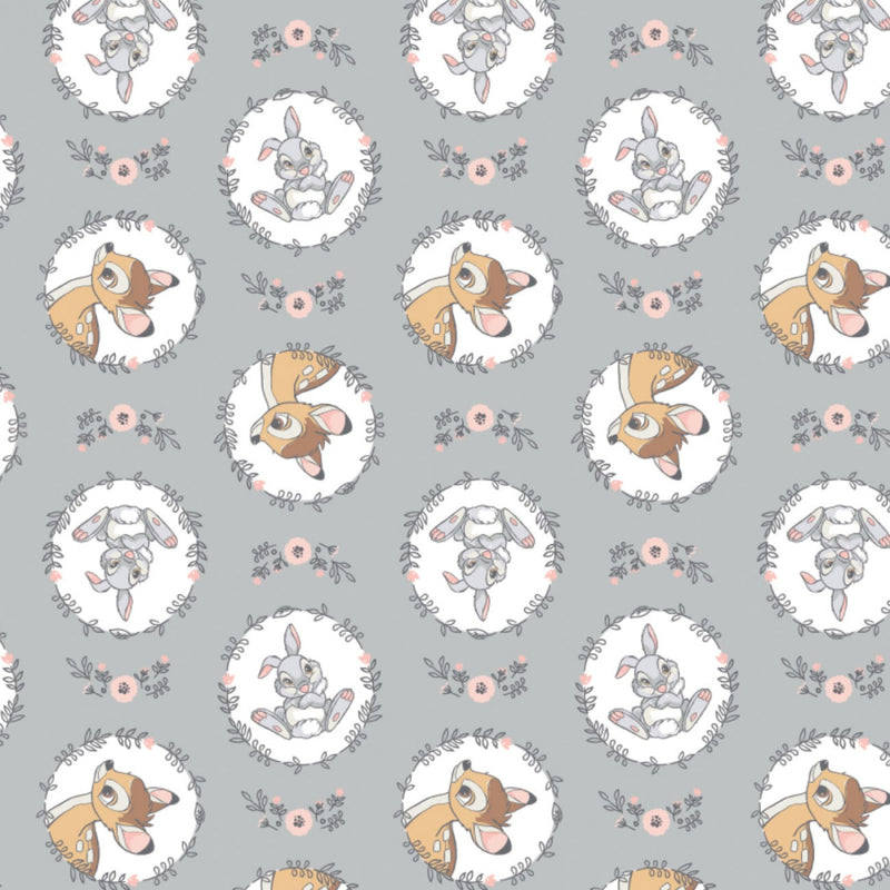 Bambi & Thumper - Grey Wreath Flannel