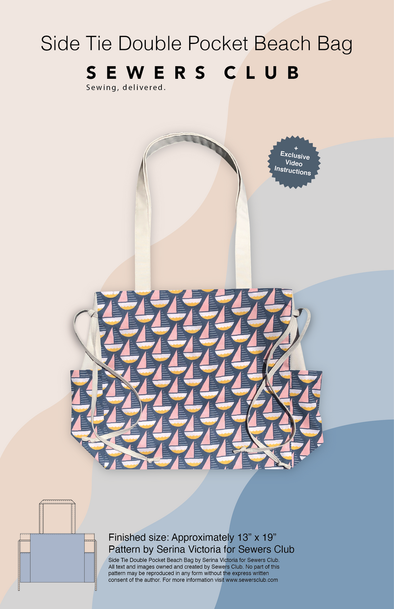 Side Tie Double Pocket Beach Bag Pattern