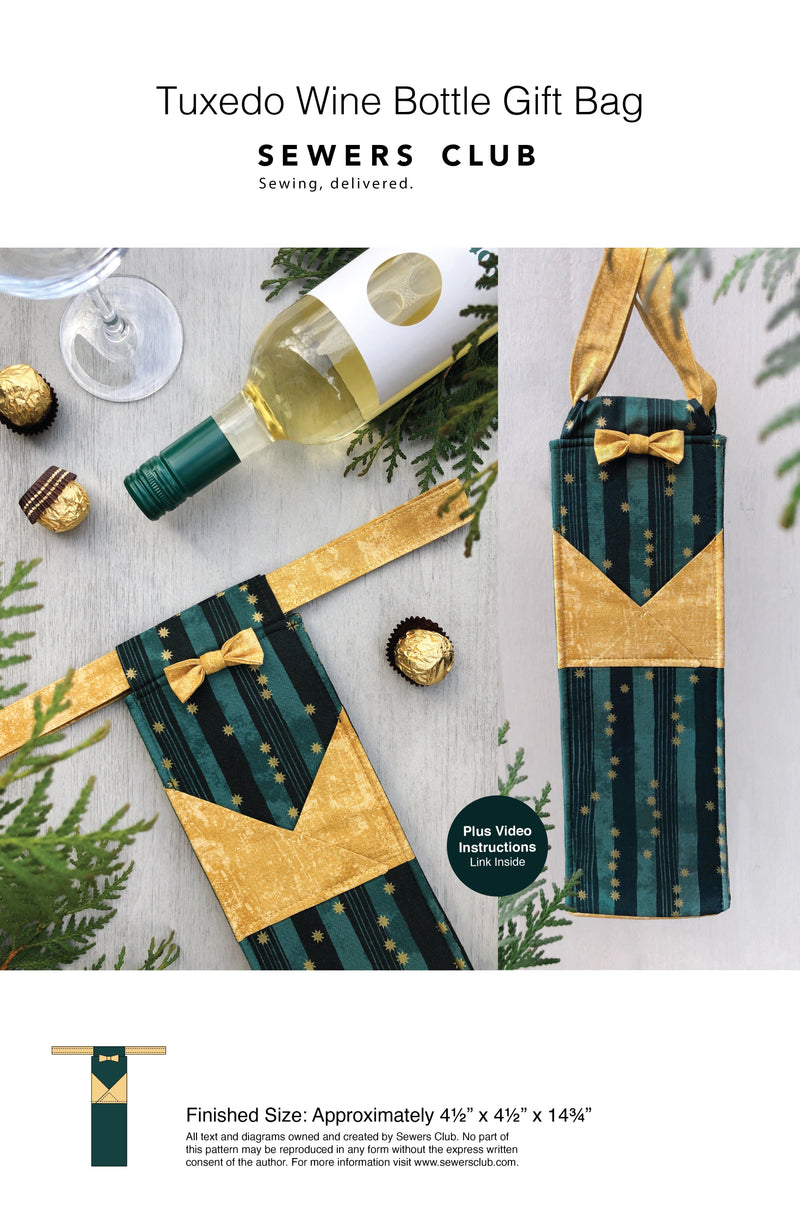 Tuxedo Wine Bottle Gift Bag Pattern